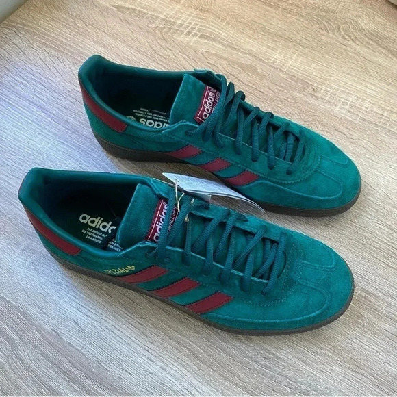 Adidas Handball Spezial Sneakers Green Suede Red Womens Size 10 - Picture 12 of 13